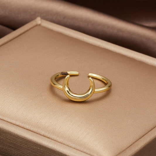 Golden Crescent Luna Ring