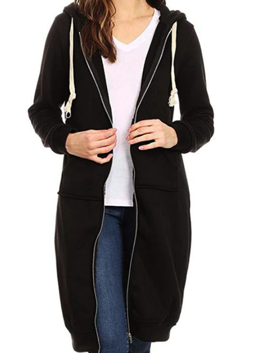 Full Zip Up Long Hoodie