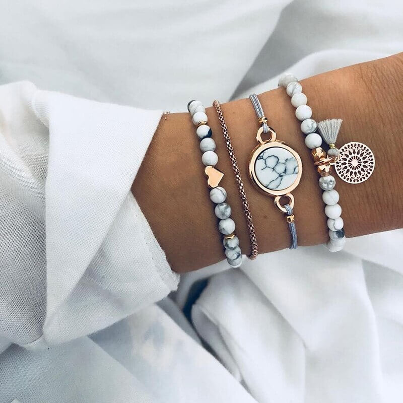 Bohemian Marble Bracelet Set