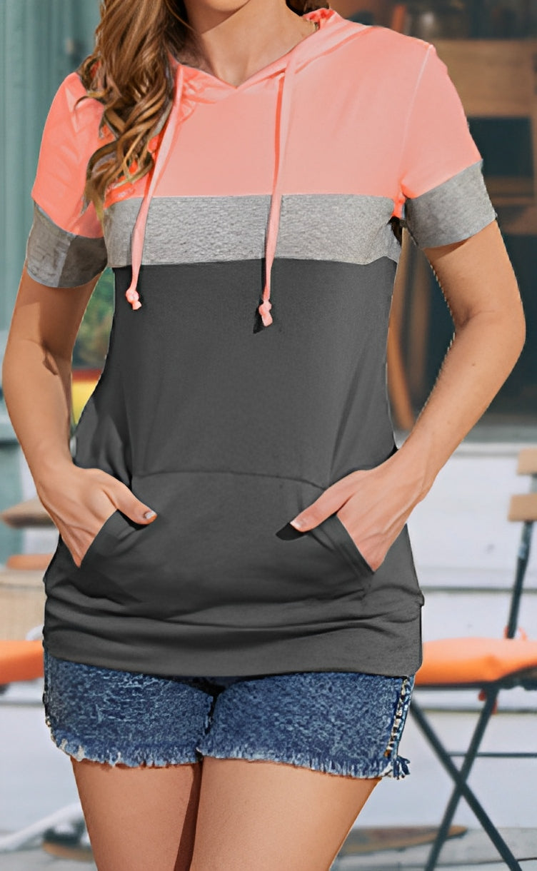 Women's Casual Short Sleeve Hoodie